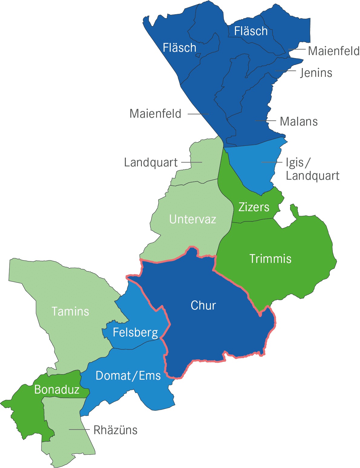 Marktbericht 2026 Chur 5 Karte Baulandpreise region