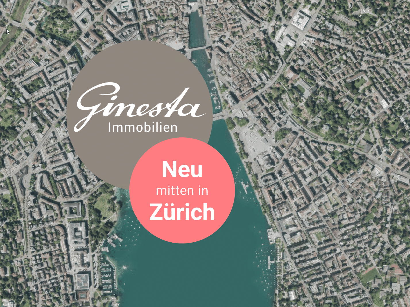 Seebecken im Firmensitz von Ginesta mit grüner Umgebung und klarer Wasserfläche